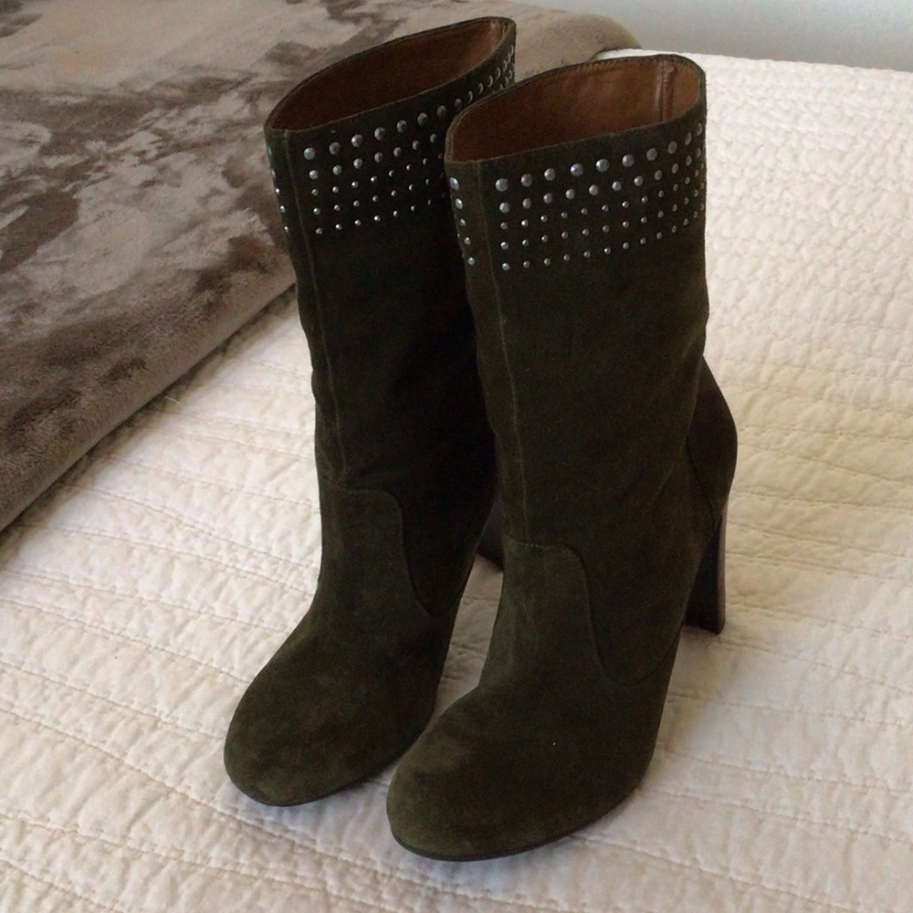 Enzo Angiolini Womens Green Suede High Heels Boots, 7.5 - Picture 9 of 10